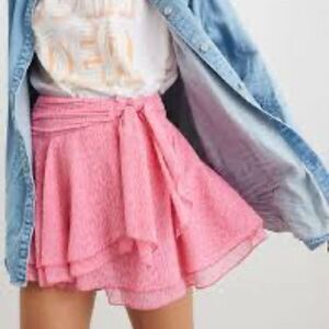 Aerie Women's Pink Wrap Mini Skirt Size S Casual Tie Waist NWT